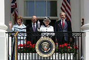 The Queen and Prince Philip join U.S. President George W. Bush and Mrs. Bush at the White House on 7 May 2007.