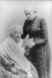 Anthony (standing) with Elizabeth Cady Stanton