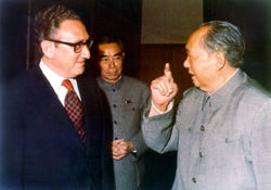 Mao, shown here with Henry Kissinger and Zhou Enlai; Beijing, 1972.