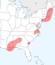 The red areas are those where non-rhotic pronunciations are found among some white people in the United States. AAVE-influenced non-rhotic pronunciations may be found among black people throughout the country.