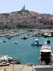 View from the Vieux-Port towards Notre-Dame-de-la-Garde