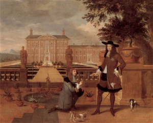 Charles presented with the first pineapple grown in England (1675 painting by Hendrik Danckerts).