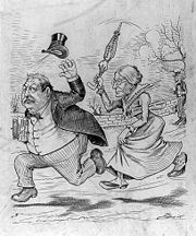 Political cartoon showing Anthony and Grover Cleveland