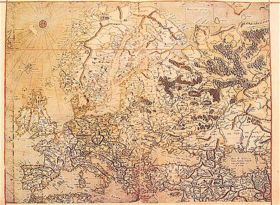 16th century map of Europe by Gerardus Mercator