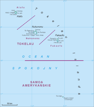 Map of all Tokelau Islands. Swains Island is shown to the south