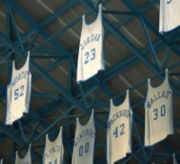 Michael Jordan's jersey in the rafters of The Dean Smith Center.