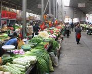 Farmers' market showing vegetables for sale in Lhasa, Tibet