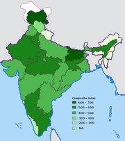 Extent of corruption in Indian states, as measured in a 2005 study by Transparency International India. (Darker regions are more corrupt)