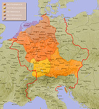 The German-speaking area of the Holy Roman Empire around 962.