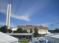The Helsinki Olympic Stadium was the center of activities during the 1952 Summer Olympics.