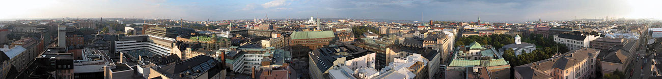 Helsinki panorama from Hotel Torni, a building famous for having been used by the Allied(Soviet) Control Commission in Helsinki after WWII. Torni, which means Tower in Finnish, is one of the highest buildings in the Helsinki cityscape.
