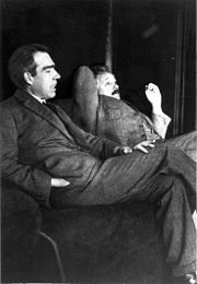 Niels Bohr and Albert Einstein debating quantum theory at Paul Ehrenfest's home in Leiden (December 1925).