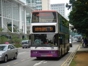 A Dennis Trident with Duple Metsec DM5000 bodywork, part of the newer fleet of low-floor buses, in Singapore.