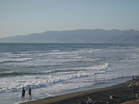 The shore of the Pacific Ocean in San Francisco, California.