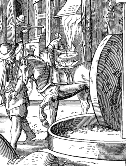 The Manufacture of Oil, drawn and engraved by J. Amman in the Sixteenth Century.