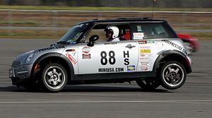 A MINI Cooper participating in an autocross event