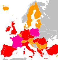 A map showing Vodafone's operations in Europe.