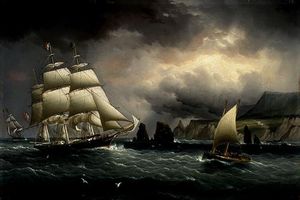 The Clipper Ship "Flying Cloud" off the Needles, Isle of Wight, by James E. Buttersworth, 1859-60.