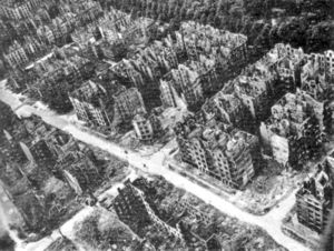 Burned-out buildings after the bombing of Hamburg
