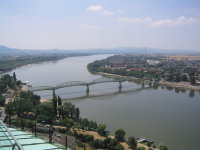 At Esztergom and  Štúrovo, the Danube separates Hungary from Slovakia