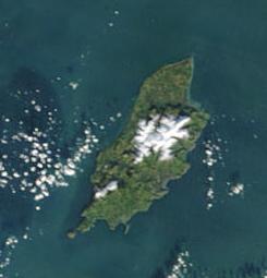A satellite picture of the Isle of Man.