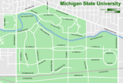 MSU's main campus lies north of the CN Railroad and south of Michigan and Grand River Avenues.