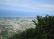 An aerial view of the southern Caspian coast as viewed from atop the Alborz mountains in Mazandaran, Iran