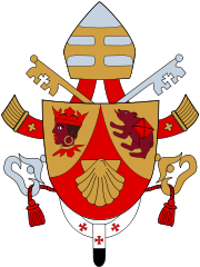 The saddled "bear of St. Corbinian" the emblem of Freising, here incorporated in the arms of Pope Benedict XVI