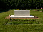 Franklin and Eleanor Roosevelt's gravesite in the Rose Garden in their Hyde Park home.