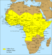 Endemic range of yellow fever in Africa (2005)