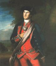 The earliest known portrait of Washington, painted in 1772 by Charles Willson Peale, showing Washington in uniform as colonel of the Virginia Regiment.