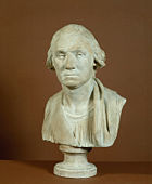 Bust of Washington by Jean-Antoine Houdon based on a life mask cast in 1786.