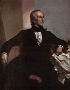Official White House portrait of John Tyler, oil on canvas, 1859 by George P. A. Healy. Located in the Blue Room.