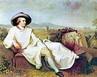 Goethe in the Roman Campagna (1786) by Johann Heinrich Wilhelm Tischbein. Oil on canvas, 164 x 206 cm. Städelsches Kunstinstitut, Frankfurt.