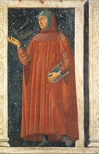 Petrarch, who conceived the idea of a European "Dark Age." From Cycle of Famous Men and Women, Andrea di Bartolo di Bargillac, c.1450