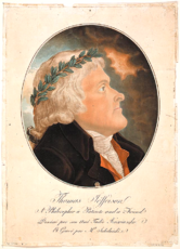 Thomas Jefferson, aquatint by Tadeusz Kościuszko.