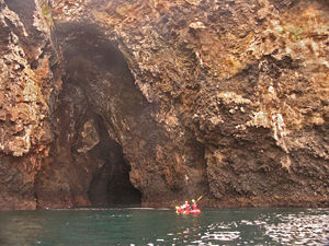 Painted Cave, a large sea cave, Santa Cruz Island, California