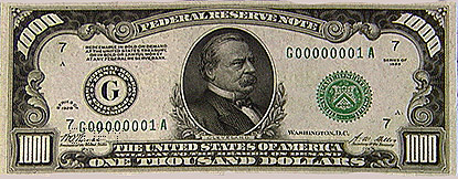 Cleveland on the $1000 bill
