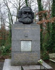 Karl Marx's Tomb at Highgate Cemetery London.