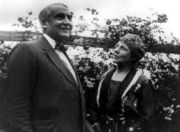 Warren and Florence Harding pose in their garden.