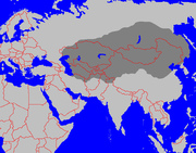 Mongol Empire in 1227 at Genghis' death