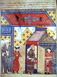 Persian miniature showing Ghazan's conversion from Buddhism to Islam