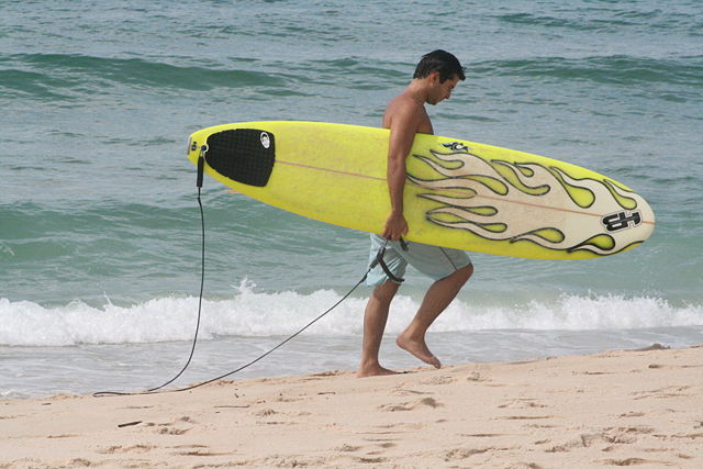 Image:Sufer carrying surfboard along the beach.JPG