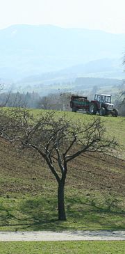 Spreading manure, an organic fertilizer