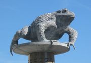 This statue of a crapaud (toad) in St. Helier represents the traditional nickname for Jersey people