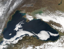 Satellite view of the Black Sea, taken by NASA MODIS.