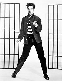 Presley in a promotional photo for Jailhouse Rock released by MGM on November 8, 1957.