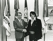 Elvis meets U.S. President Richard Nixon in the White House Oval Office, December 21, 1970