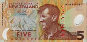 Edmund Hillary on the New Zealand five-dollar note