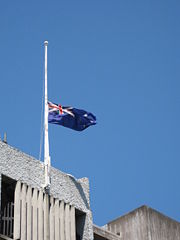 New Zealand flag at half-mast to mark the death of Sir Edmund Hillary